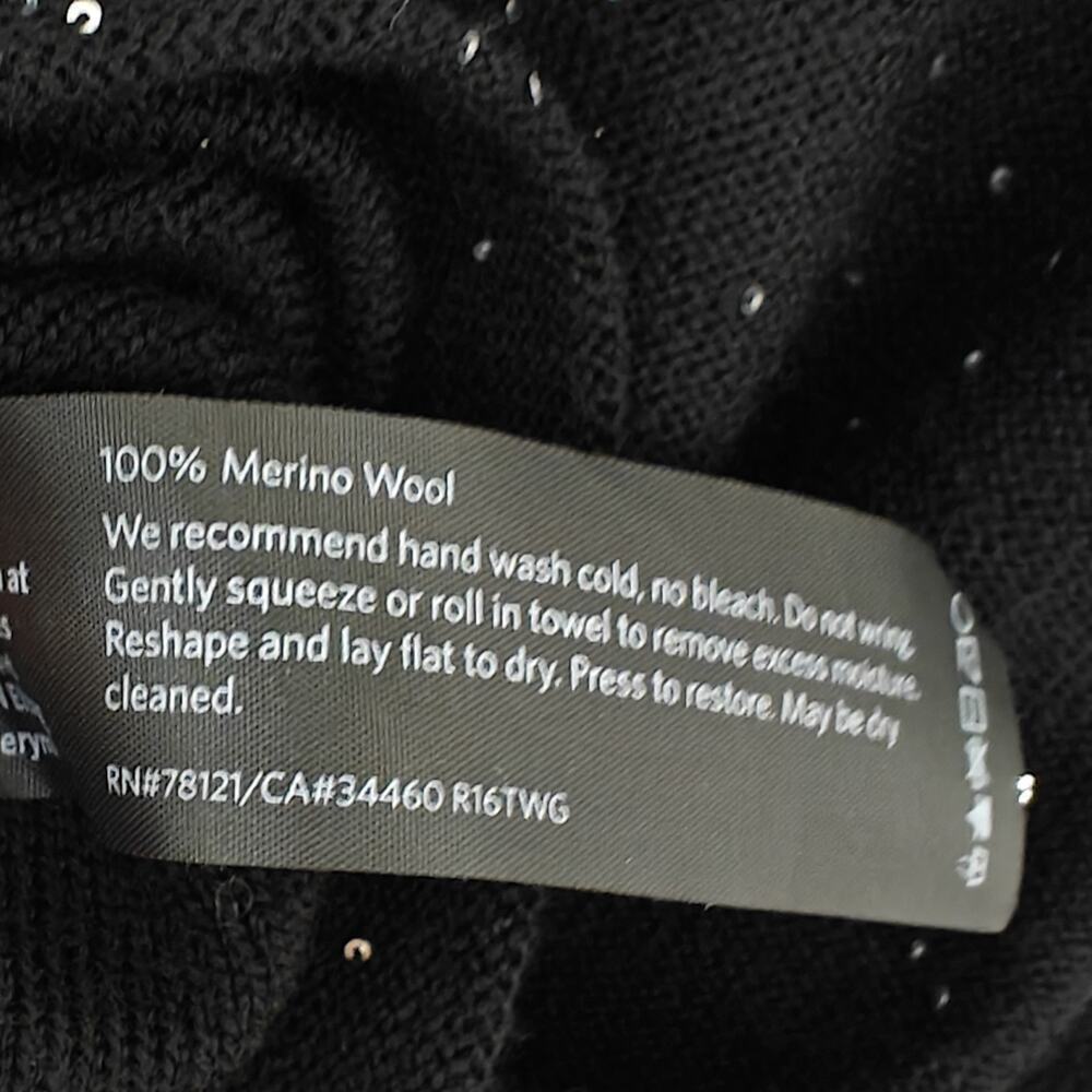 Eileen Fisher Merino Wool Sparkle Sweater Womens Size Large Black Soft Cozy - Picture 7 of 7